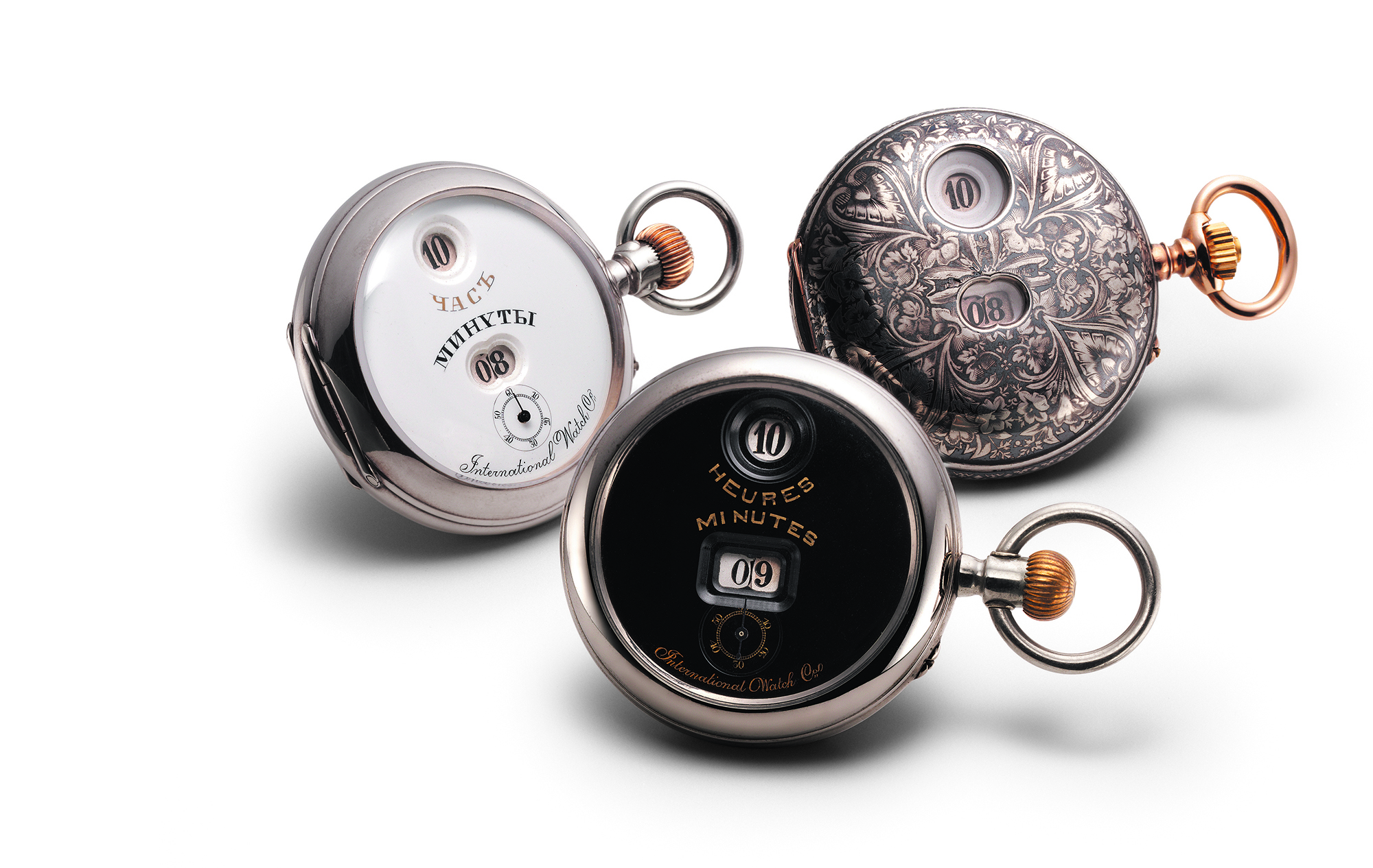 Pallweber pocket watches on display at the IWC museum