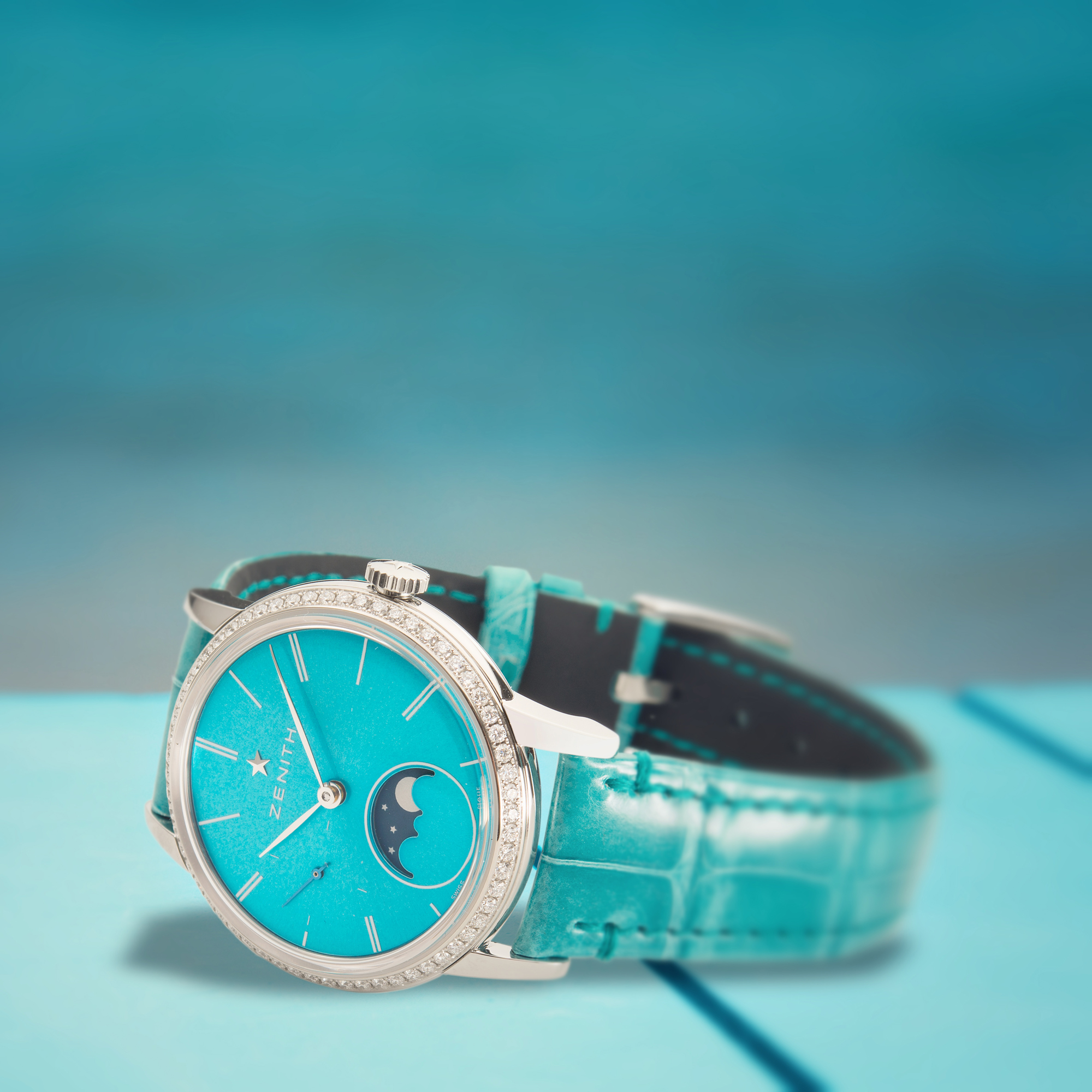 Elite Lady Moonphase Turquoise Blue