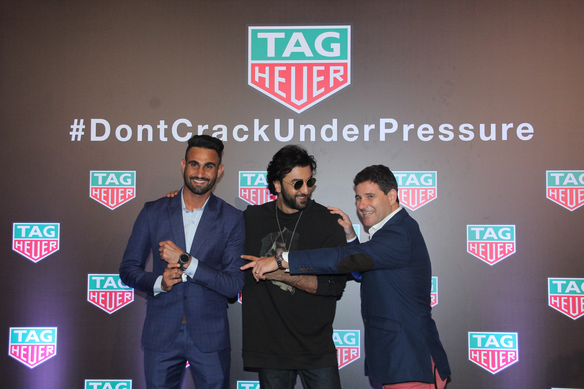 Amrinder Singh - Goalkeeper Mumbai FC, Ranbir Kapoor and Jonathan Stalder