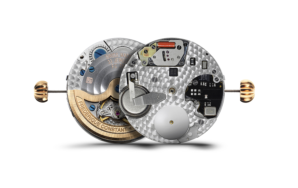 Caliber FC-750 combines mechanical and electronic components.