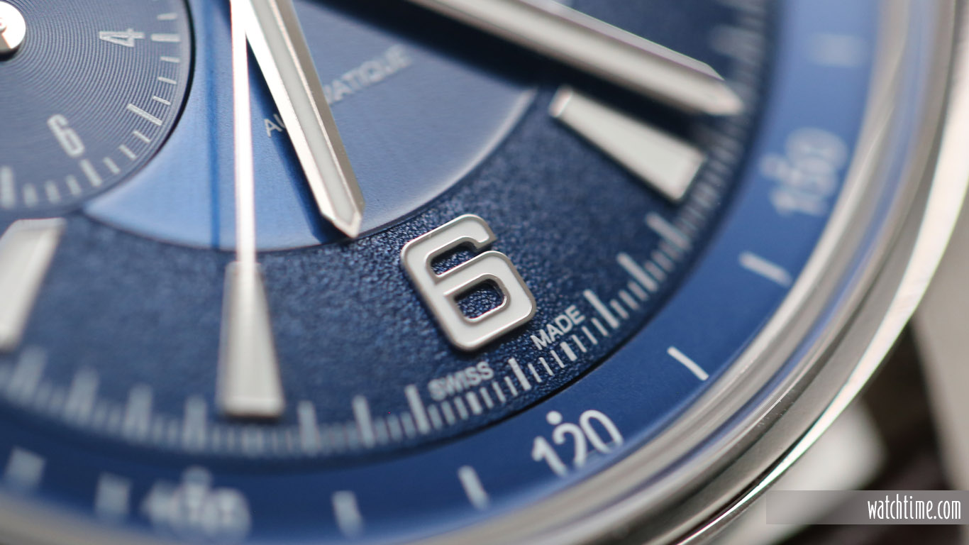 The tachymeter scale on the flange replaces the 60-minute alarm scale of the 1968 Polaris.