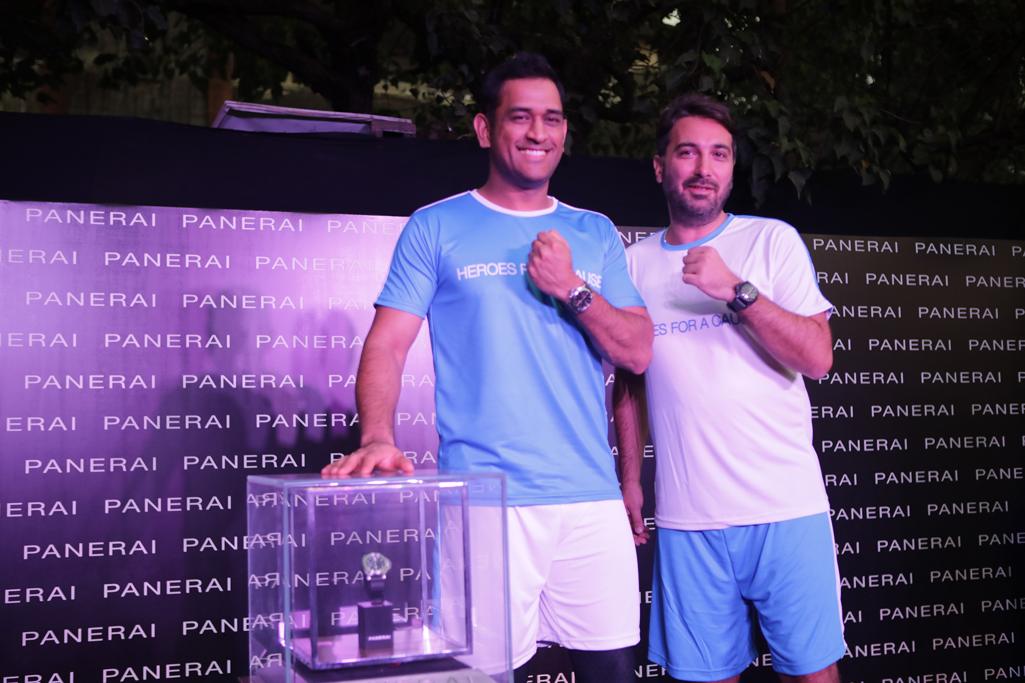 Panerai India Ambassador and cricket superstar - Mahendra Singh Dhoni with Panerai Brand Director for Middle East and India - Gaby Bitarian.JPG