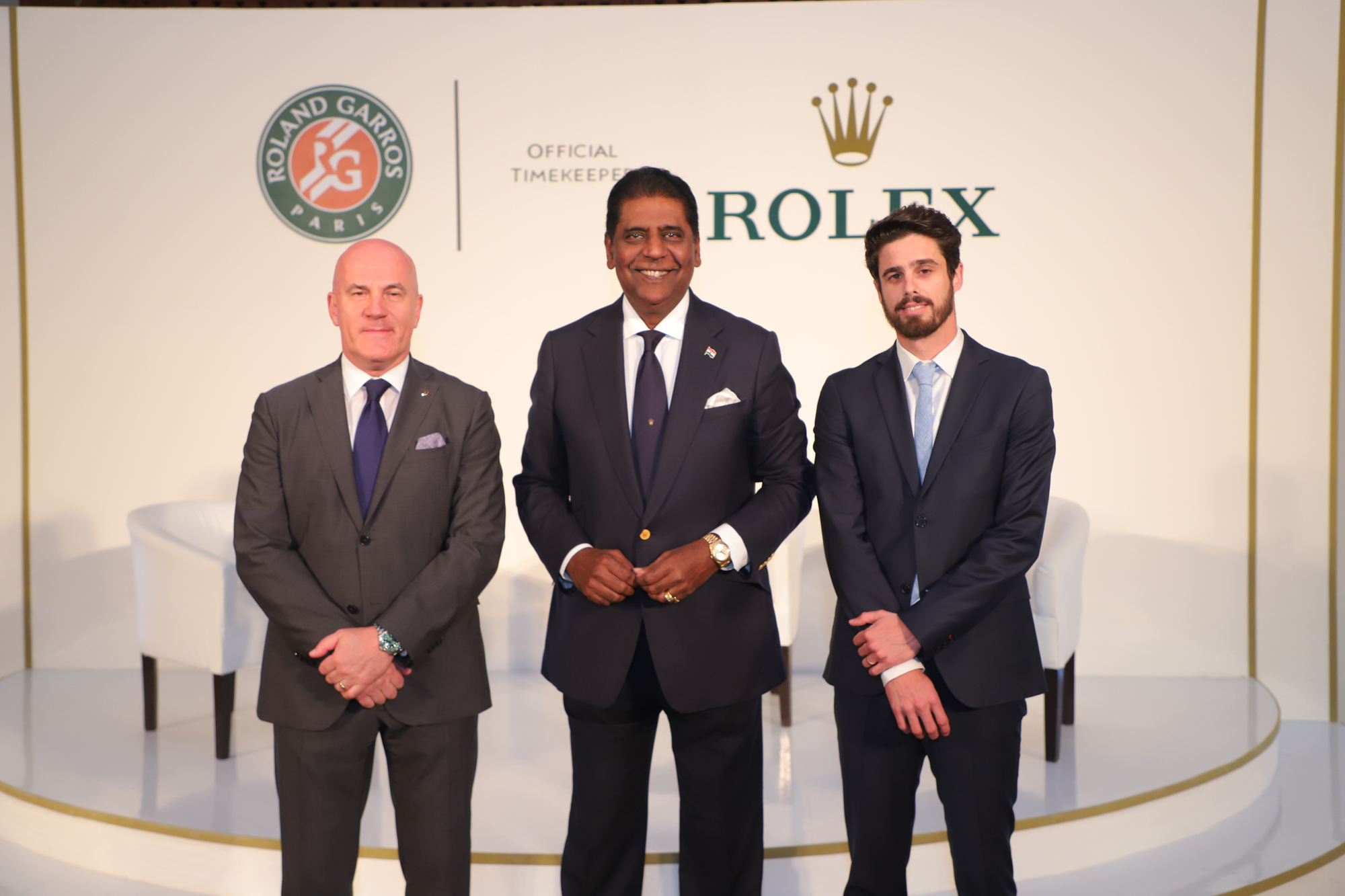 Mr. Wolfgang Weilbach, General Manager from Rolex, Mr Vijay Amritraj and Lucas Dubourg, Head of International Development, French Federation of Tennis.jpg