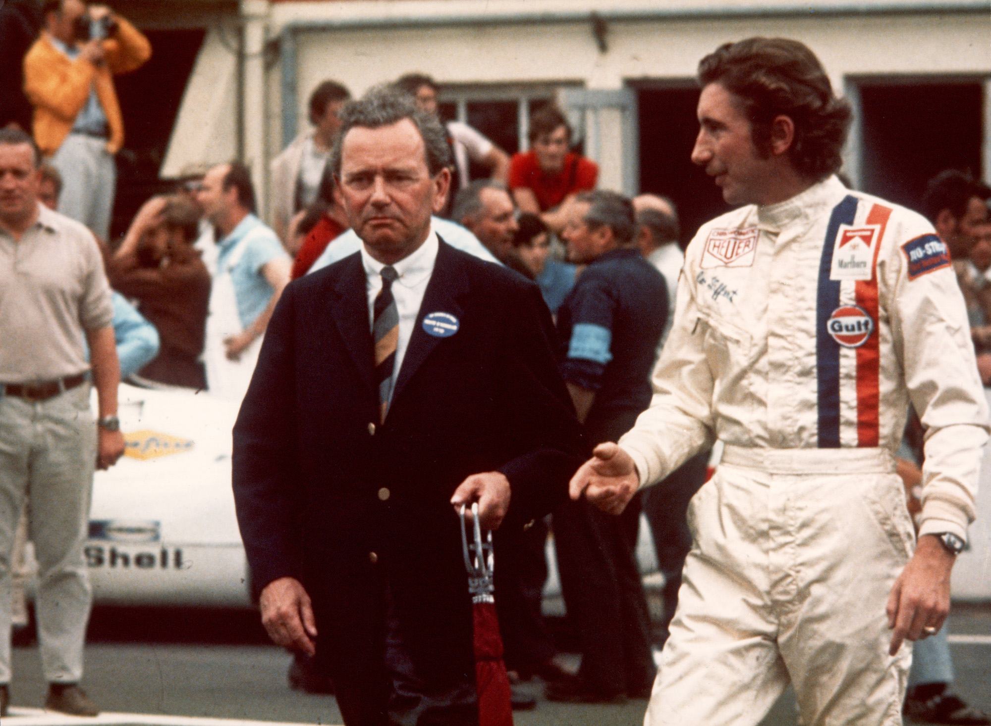Ferry Porsche with Jo Siffert at Le Mans in 1970