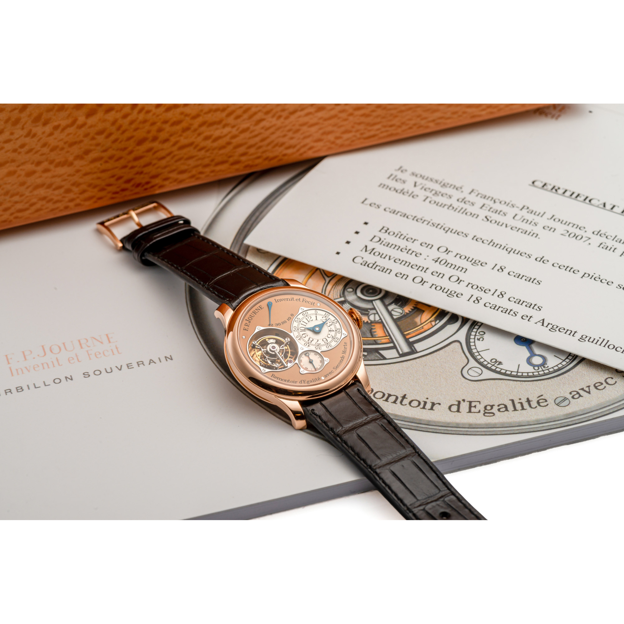FP JOURNE, TOURBILLON REMONTOIR D’EGALITE, SECONDE MORTE, PINK GOLD DIAL, PINK GOLD