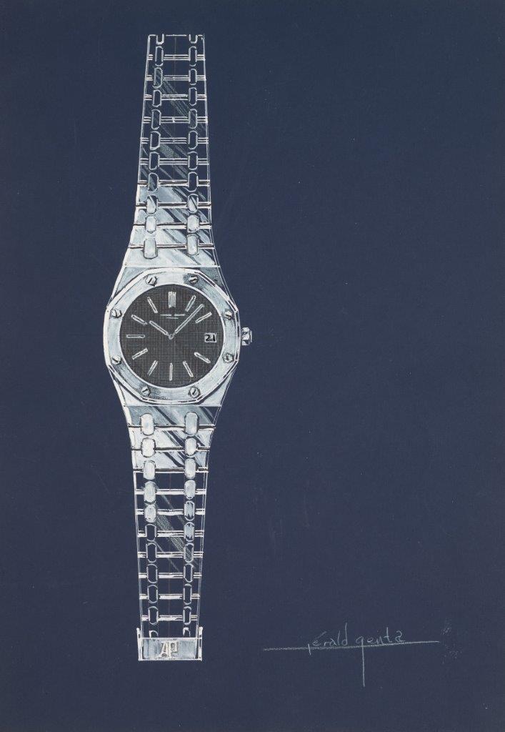 Gerald Genta's watercolour of the Royal Oak Audemars Piguet.jpeg Lot 1: The original, signed prototype design of the Audemars Piguet Royal Oak