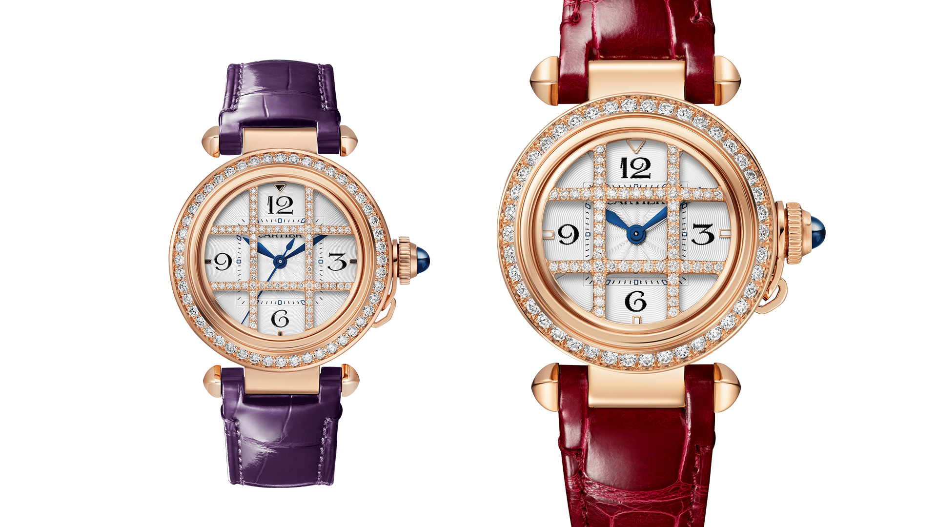 Pasha de Cartier in 35mm Rose Gold Case (left) and Pasha de Cartier in 30mm Rose Gold Case