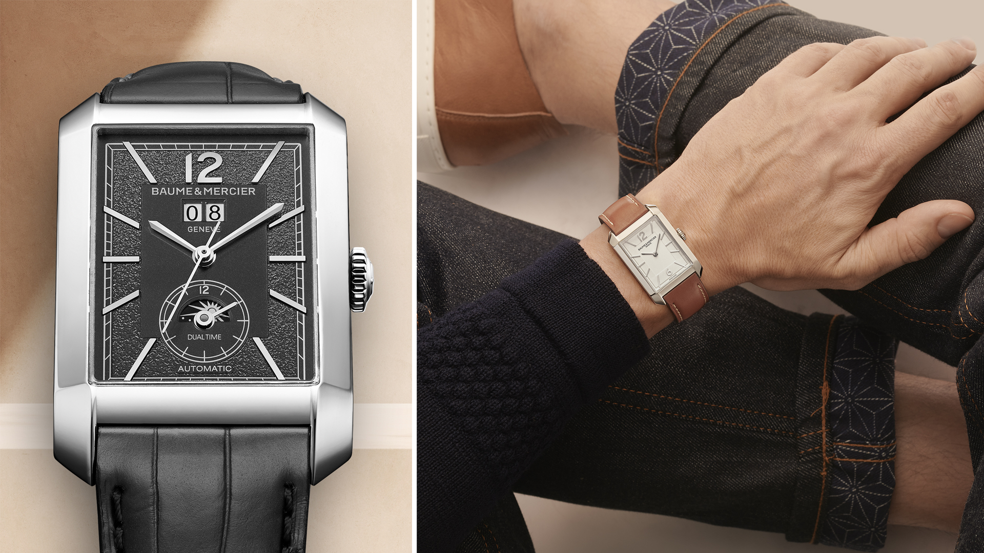 Baume & Mercier Hampton Large M0A10666 (left) and Hampton Medium M0A10670