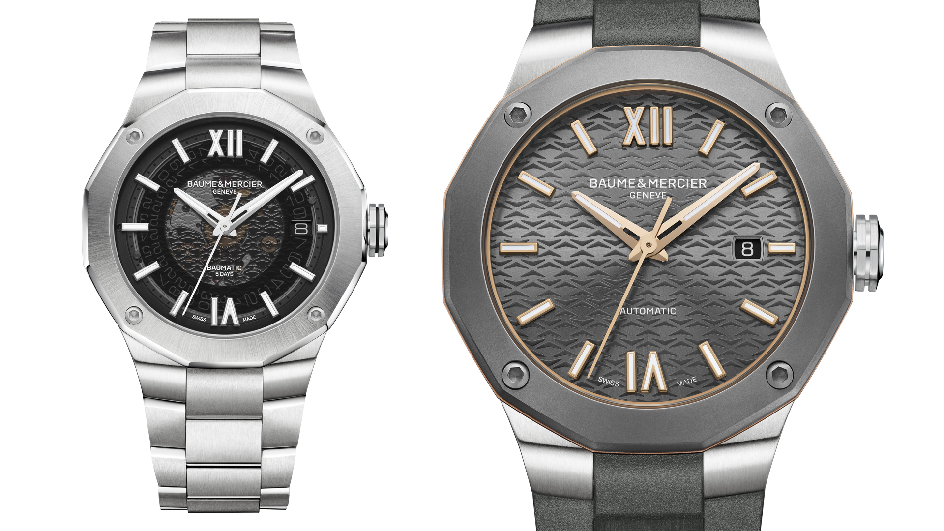 Baume & Mercier Riviera Baumatic M0A10702 (left) and Riviera Automatic M0A10660