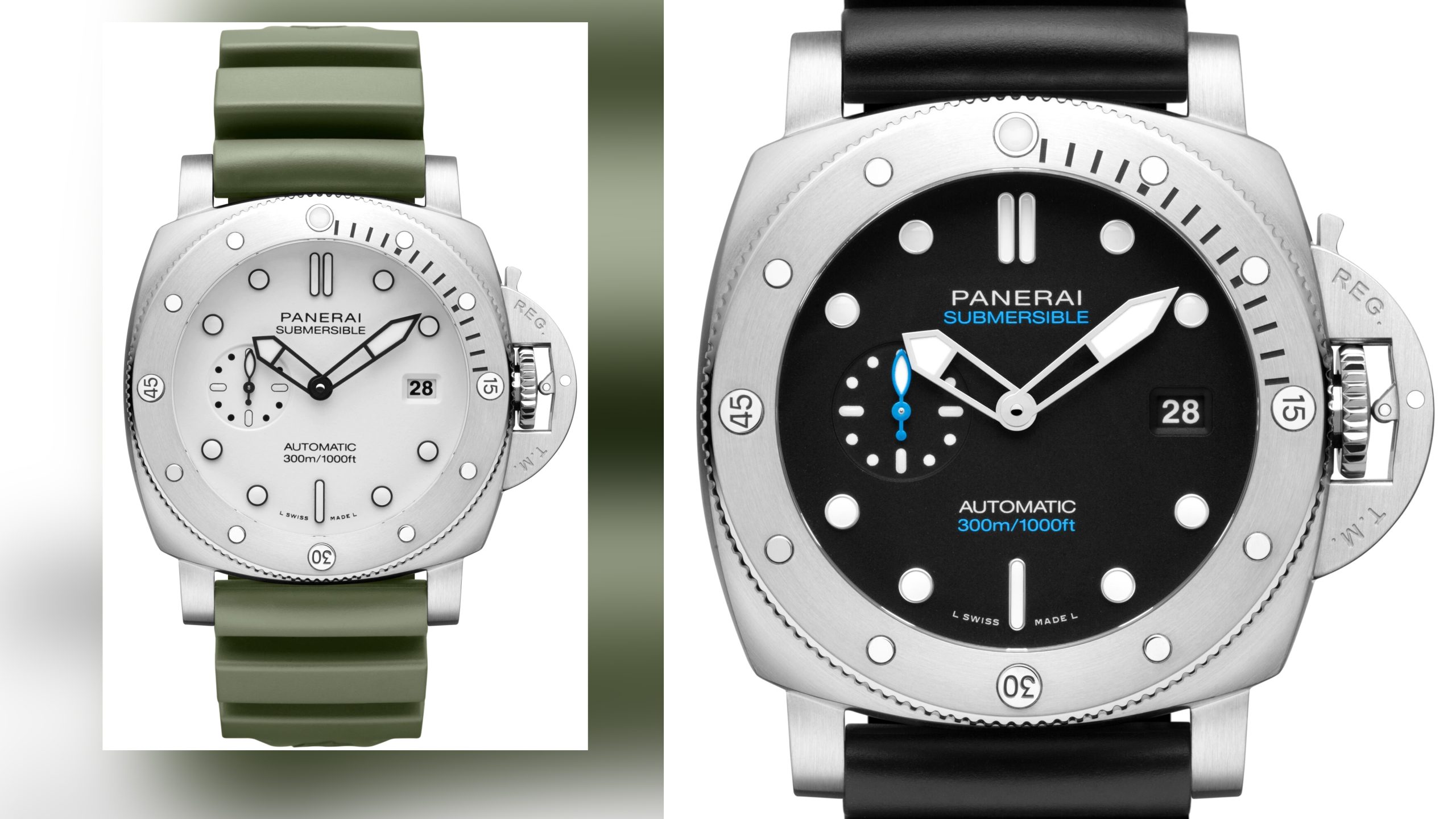 Panerai Submersible QuarantaQuattro PAM01226 (left) and PAM01229