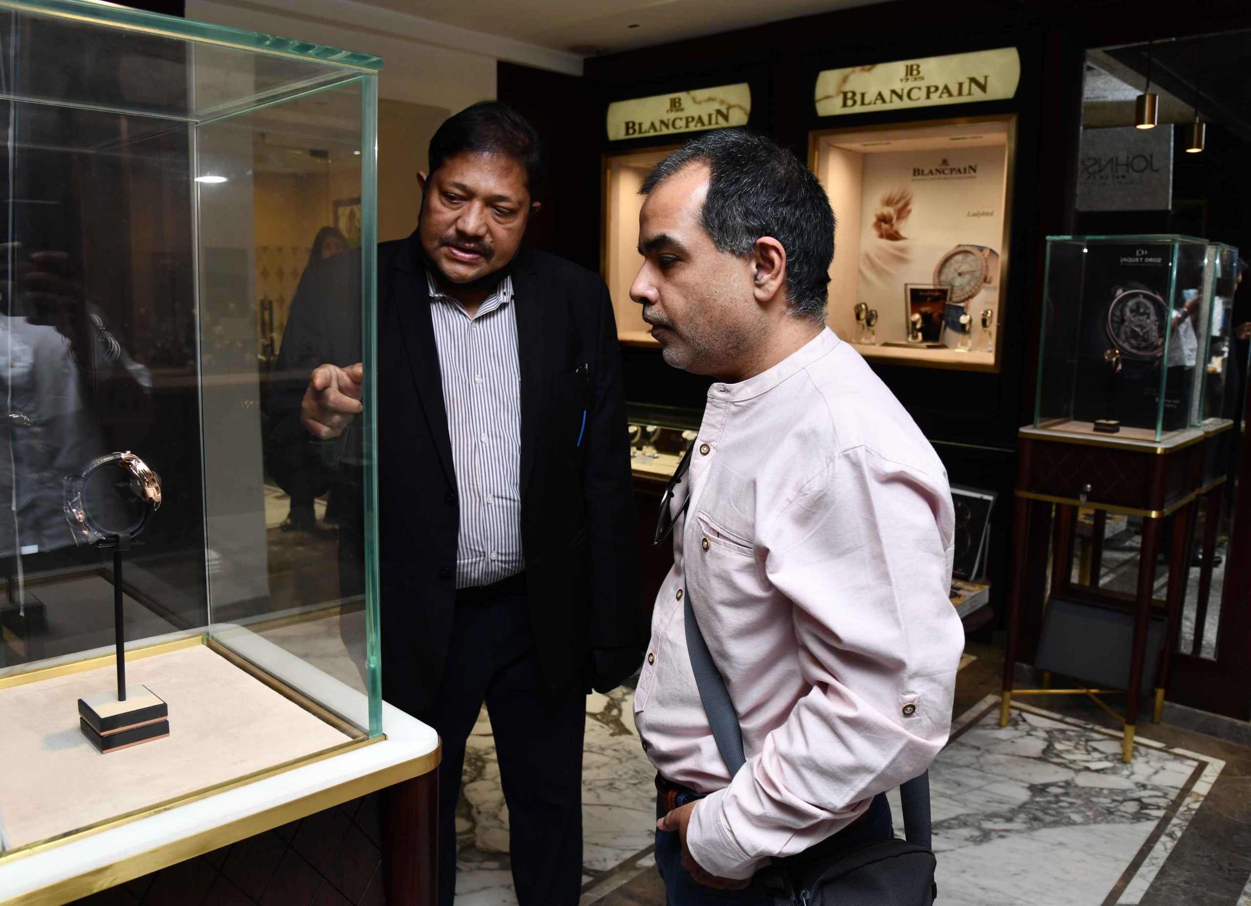 WatchTime India x Jaquet Droz Amit Chanda, Marketing and Sales Manager, Jaquet Droz India, with luxury watch consultant Amit Dev Handa