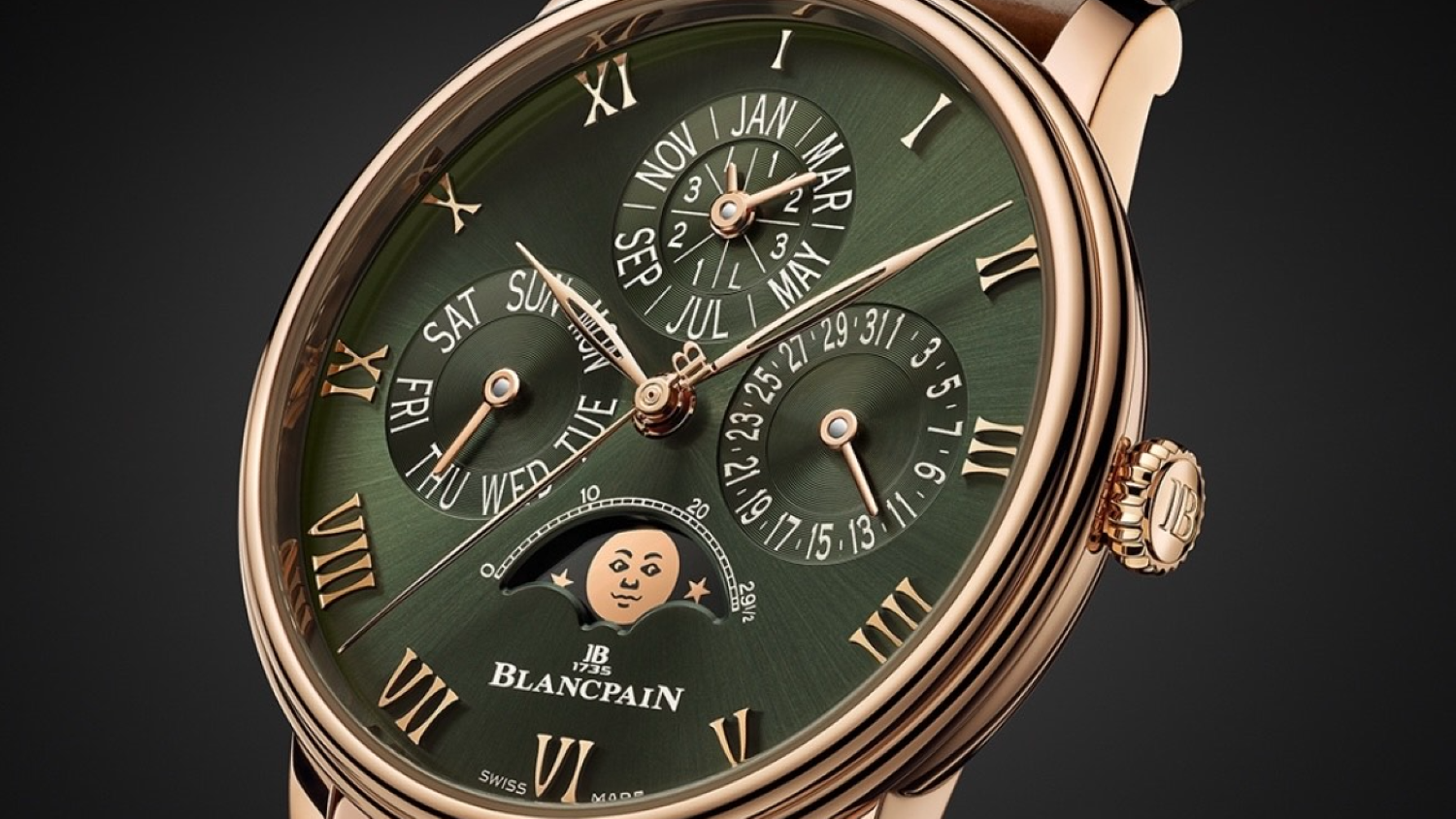 Blancpain adopts a green dial for its new Villeret Quantième Perpétuel