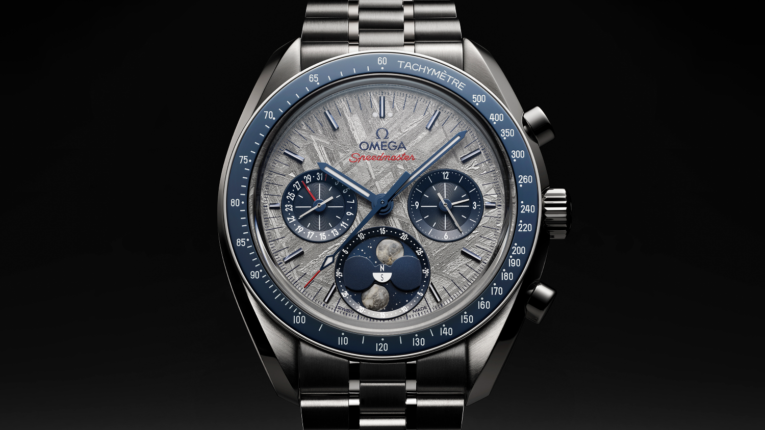 Two new Speedmaster Moonphase Meteorite watches at Omega