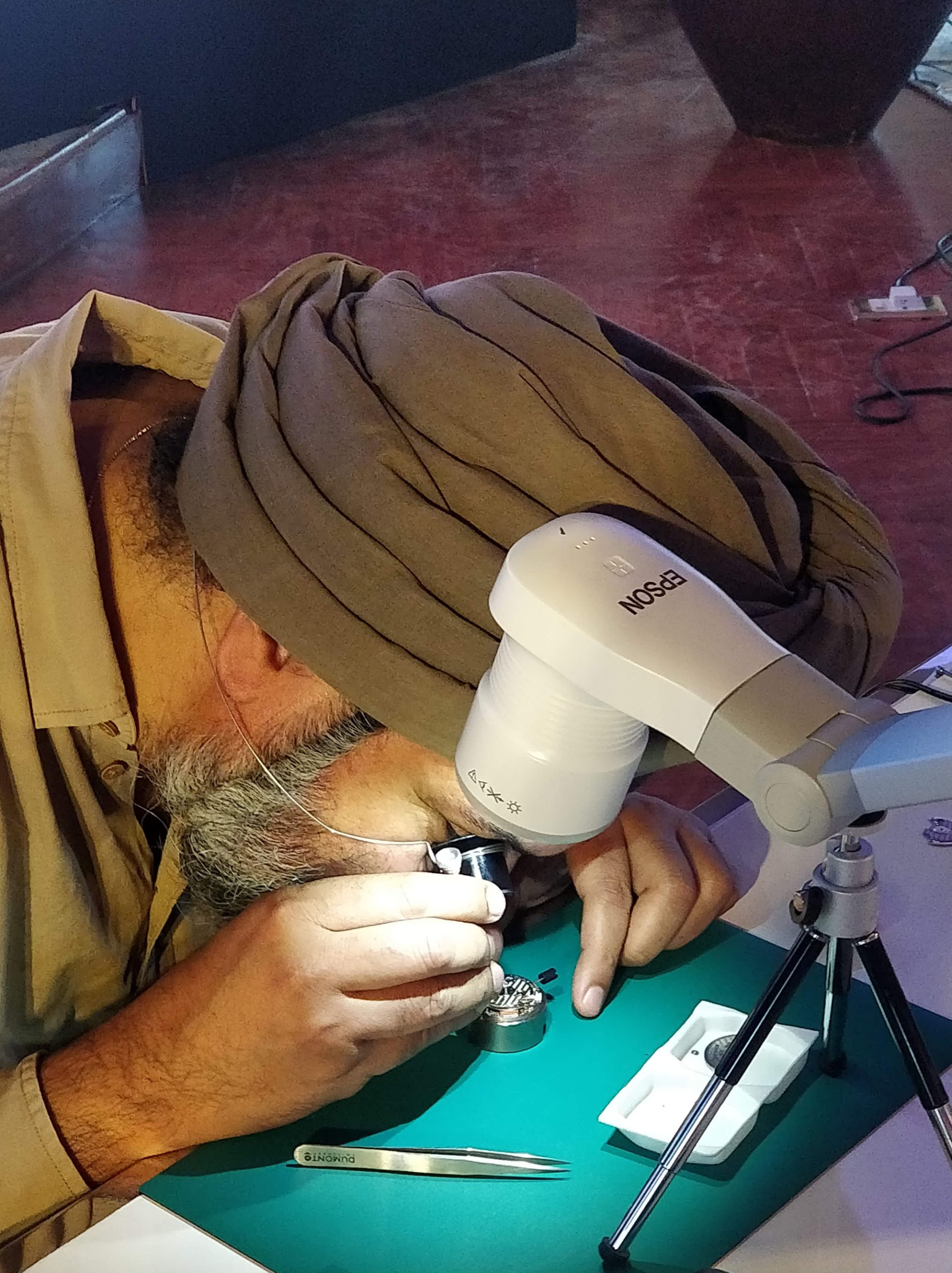Guests trying their hand at assembling the iconic Spring Drive movement