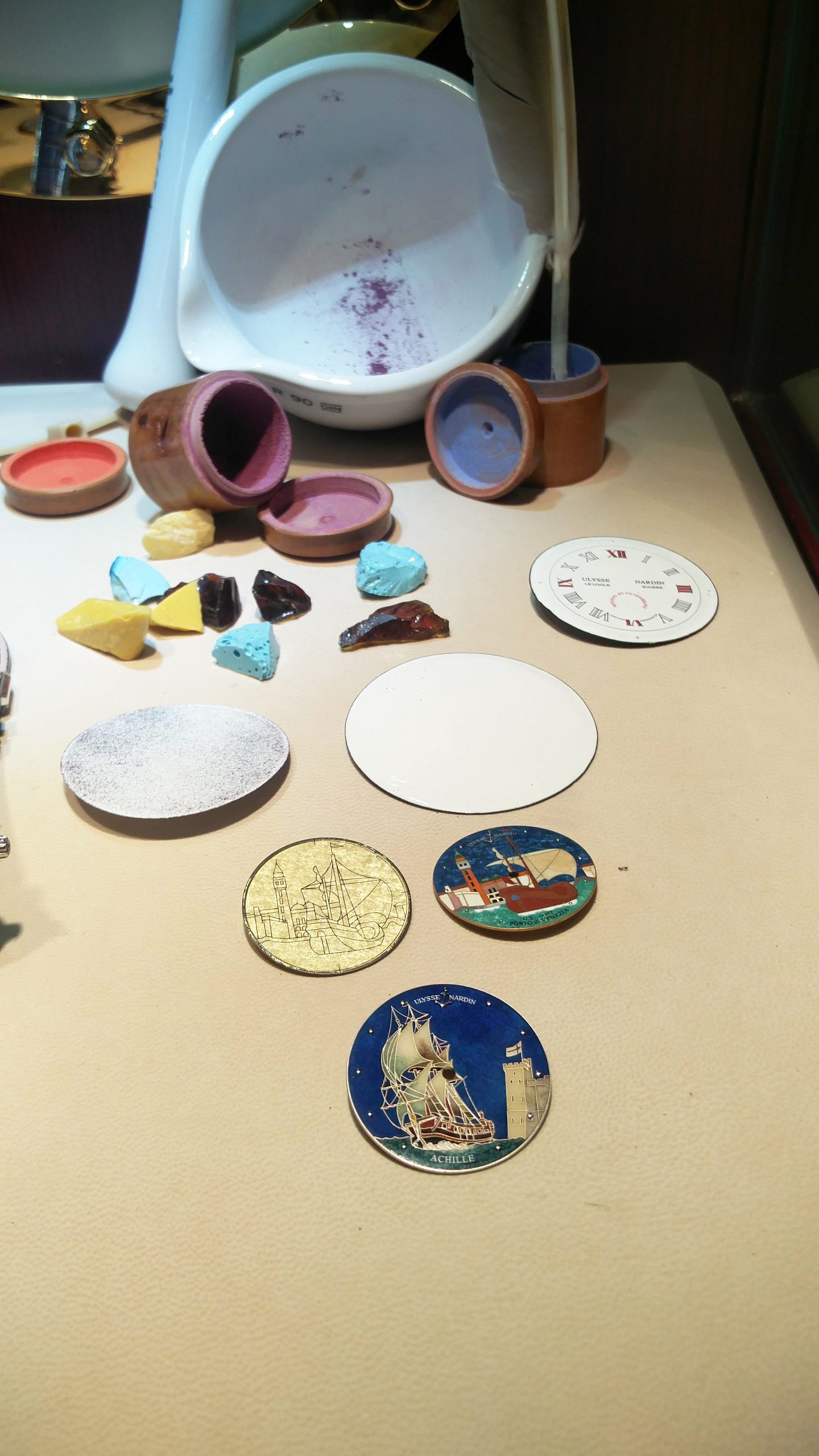 Enamel dials on display in the museum