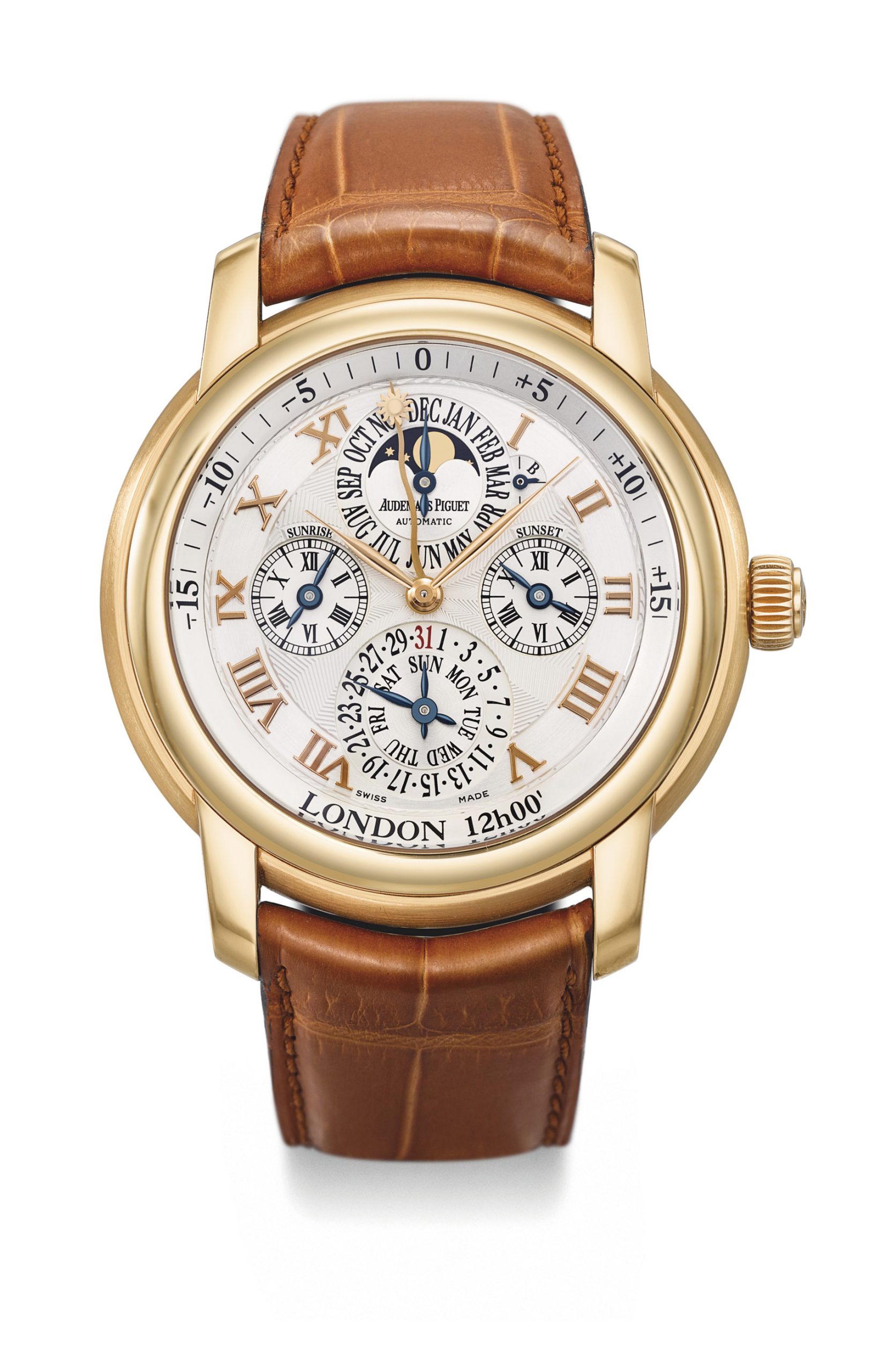 Audemars Piguet. An 18k pink gold automatic perpetual calendar wristwatch with moon phases and equation of time Ref. 26003OR.OO.D088CR.01005, Circa 2008 Estimate CHF 22,000 – 32,000