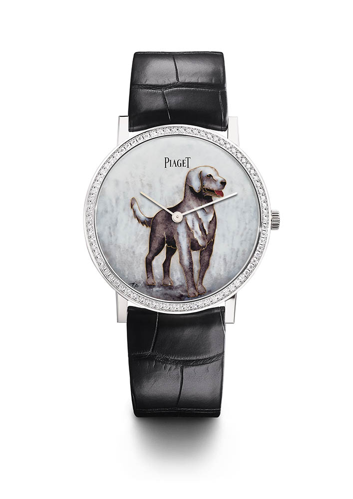 The Piaget Altiplano Year of the Dog timepiece comes with a Grand Feu cloisonné enamel dial completed by the famed enameller Anita Porchet. Limited to 38 pieces, the timepiece is available for $61,000.
