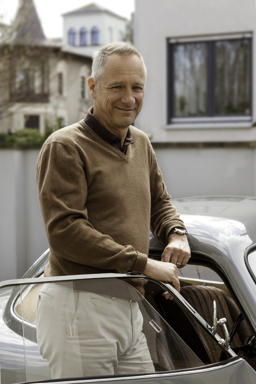 Lange CEO Wilhelm Schmid and his 1957 Frazer Nash Le Mans Coupé.