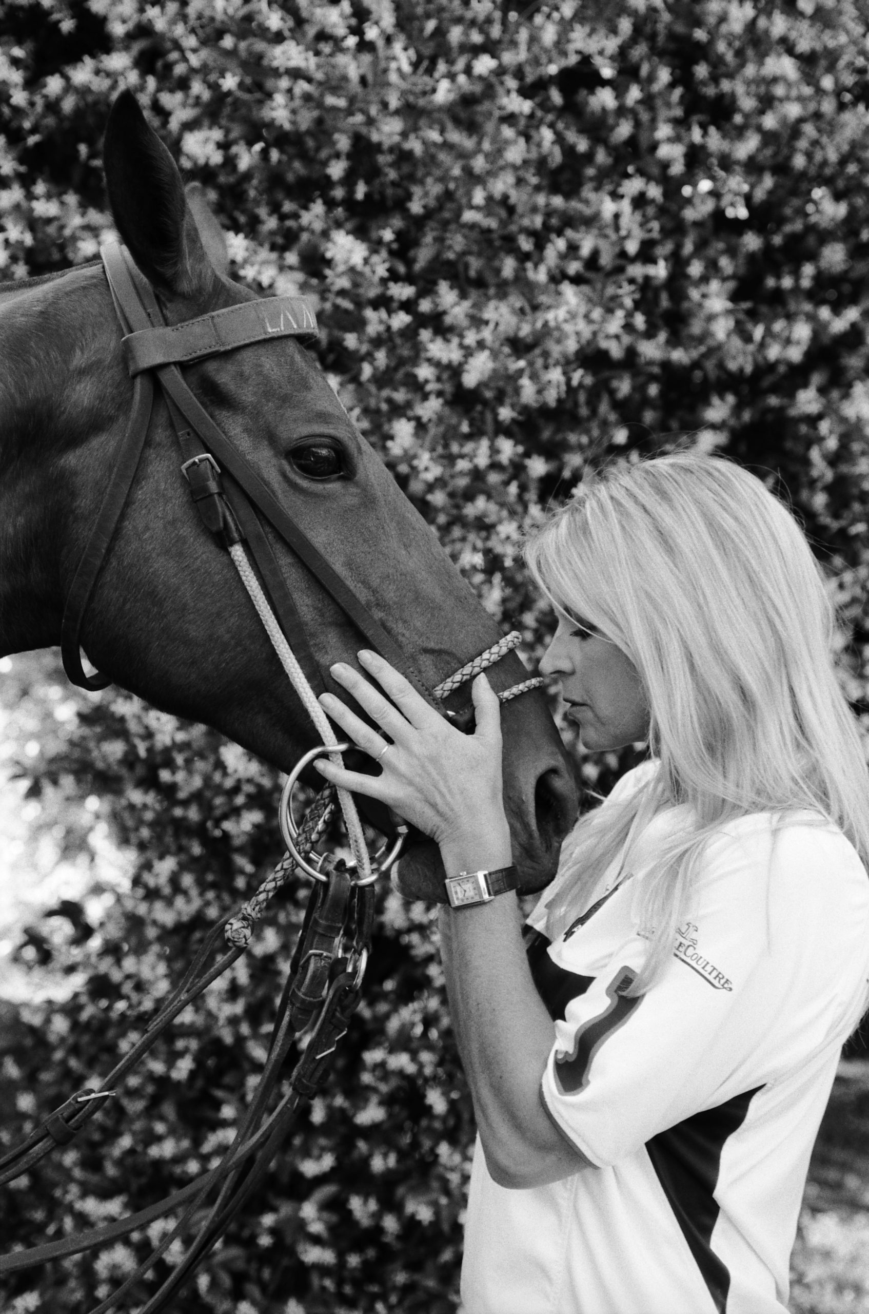 Clare Milford Haven with her Reverso Classic Duetto Medium in pink gold.