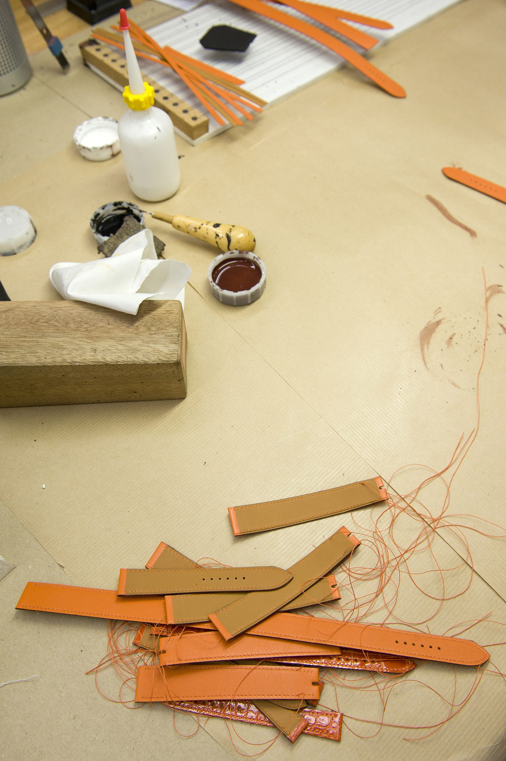 The story of an Hermès strap begins in the storage room, which is temperature controlled to ensure the highly expensive stock of hides is damage proof. One-third of the company’s straps are made from alligator; the rest are made of calfskin, buffalo or ostrich hide. The entire process of strap-making is incredibly intense and involves around 50 stages. It takes at least two hours to work on one strap and, in case of customisation and special requests, the procedure can take longer.