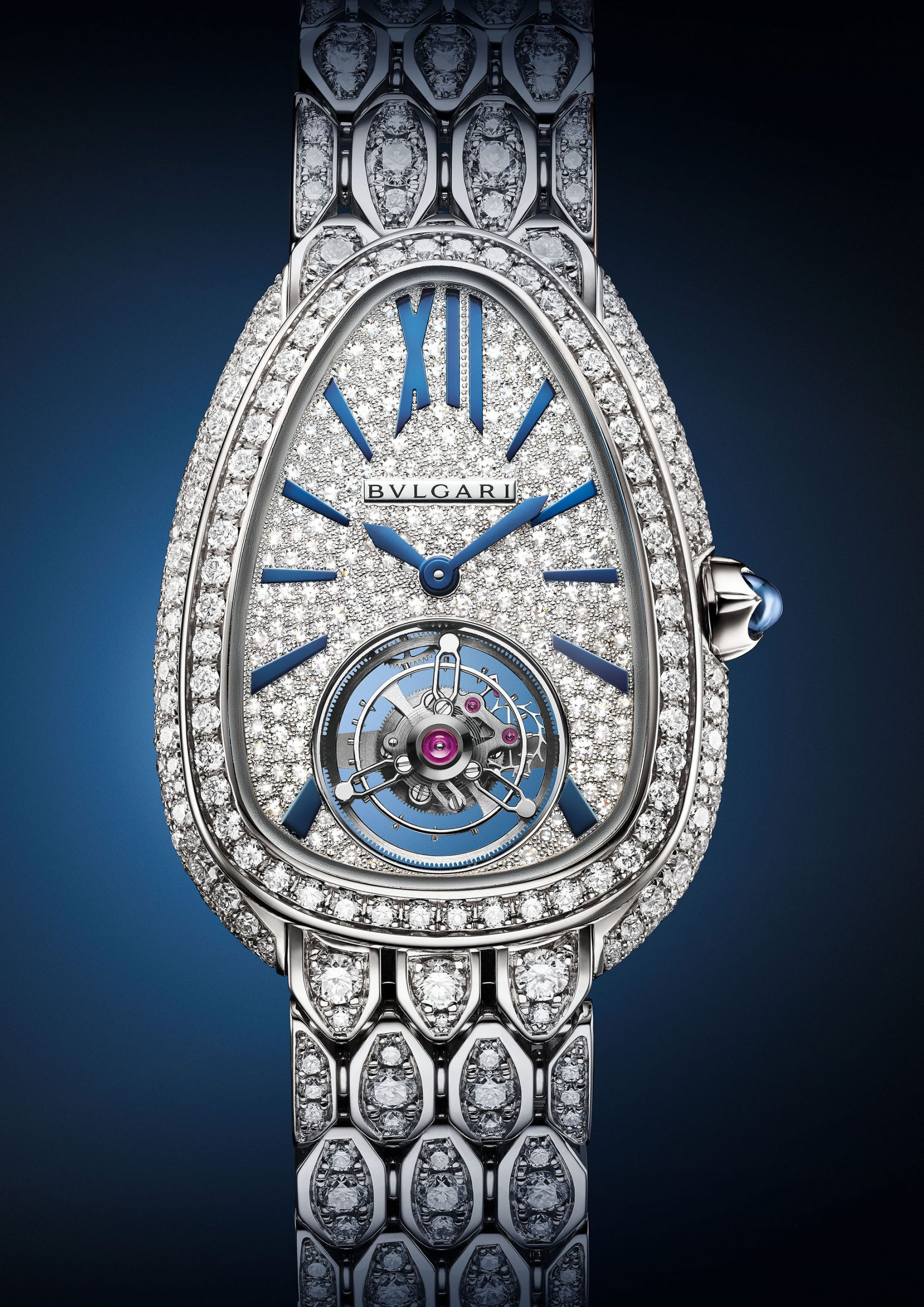 Serpenti Seduttori Tourbillon in white gold and full diamonds