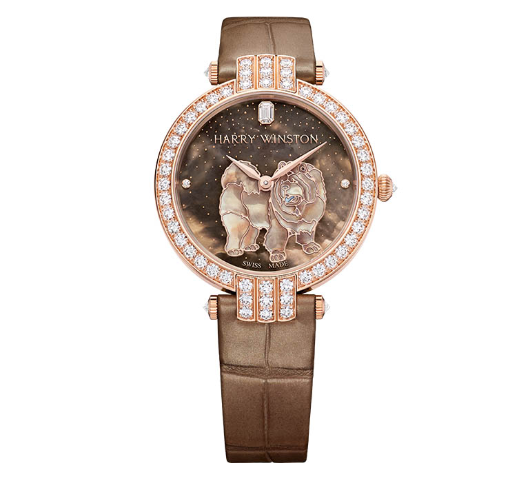 Limited to 8 pieces each, both for men and women, the new Harry Winston Year of the Dog pieces are available in two sizes – the Midnight Dog Automatic 42mm and the Premier Dog Automatic 36mm. To celebrate the Year of the Dog, Harry Winston selected a Chow Chow to grace the dial of limited edition his and hers 18K rose gold watches.