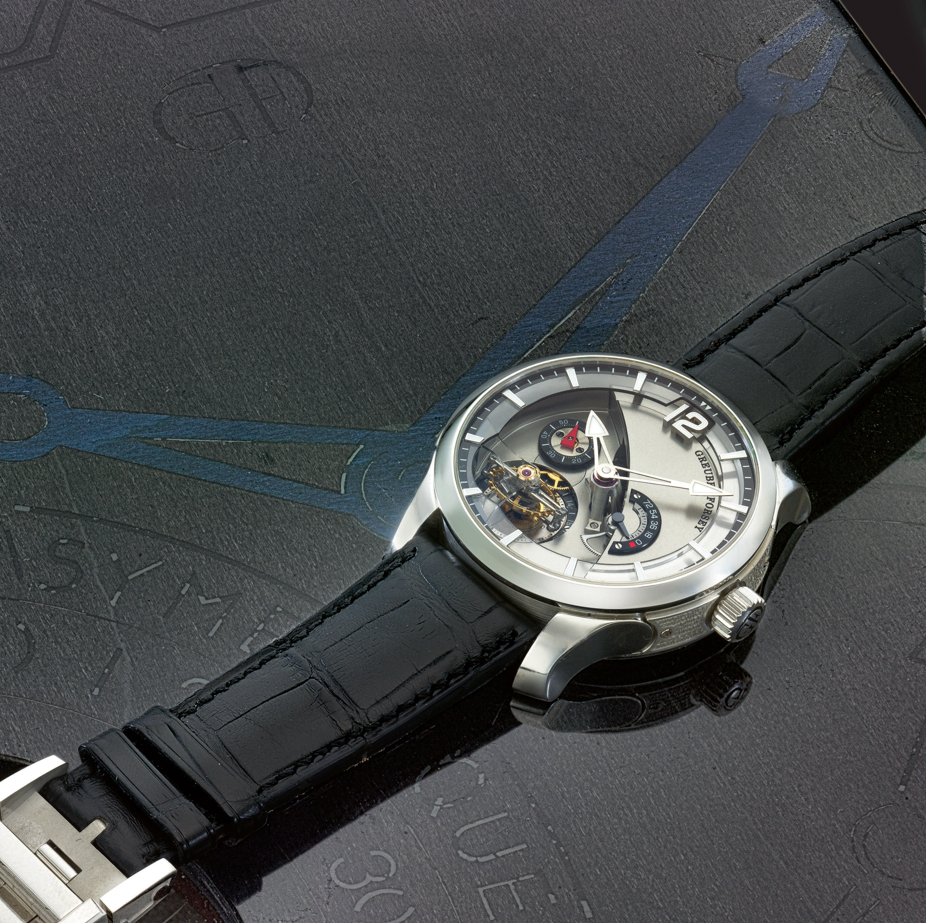 An Impressive Limited Edition Platinum 24-Second Inclined Tourbillon Wristwatch With 72-Hour Power Reserve Indication No 26 Tourbillon 24 Secondes Contemporain Execution Speciale Circa 2013