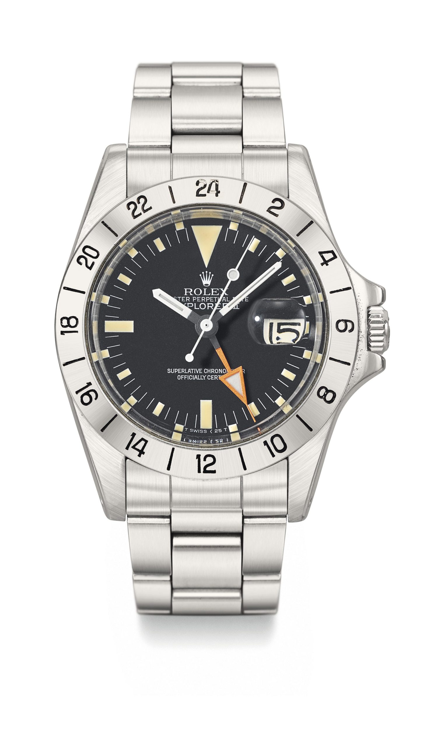 Rolex. A very fine stainless steel automatic wristwatch with sweep centre seconds, date, 24 hour hand and bracelet Ref. 1655, circa 1973 Estimate CHF 10,000 – 20,000