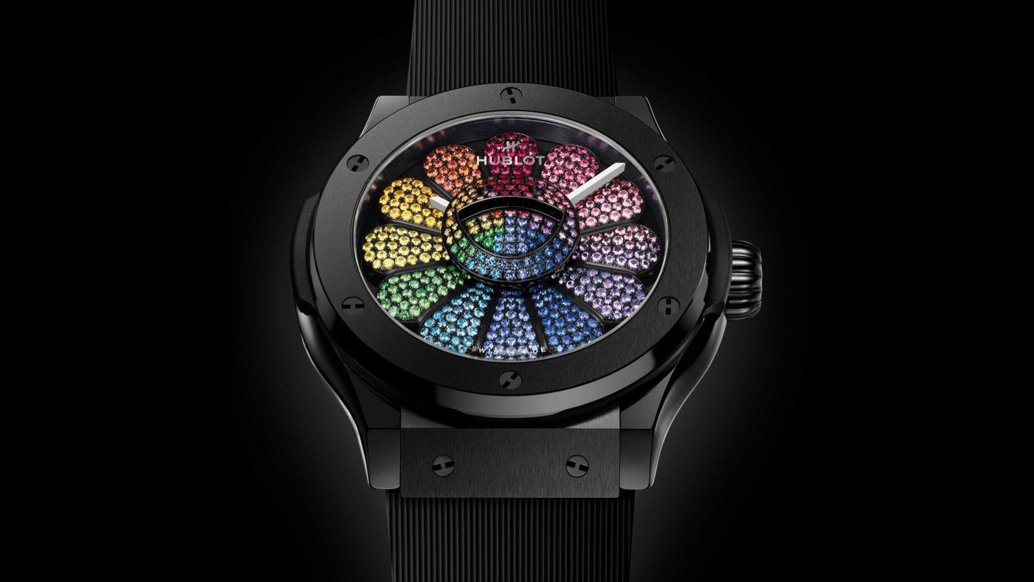 Hublot’s latest Takashi Murakami watch is a black ceramic rainbow one