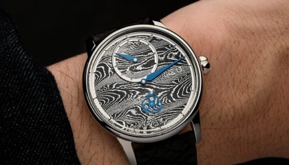 Watches and Wonders 2025: The new Louis Erard Regulator x GoS watch features a Damascus steel dial