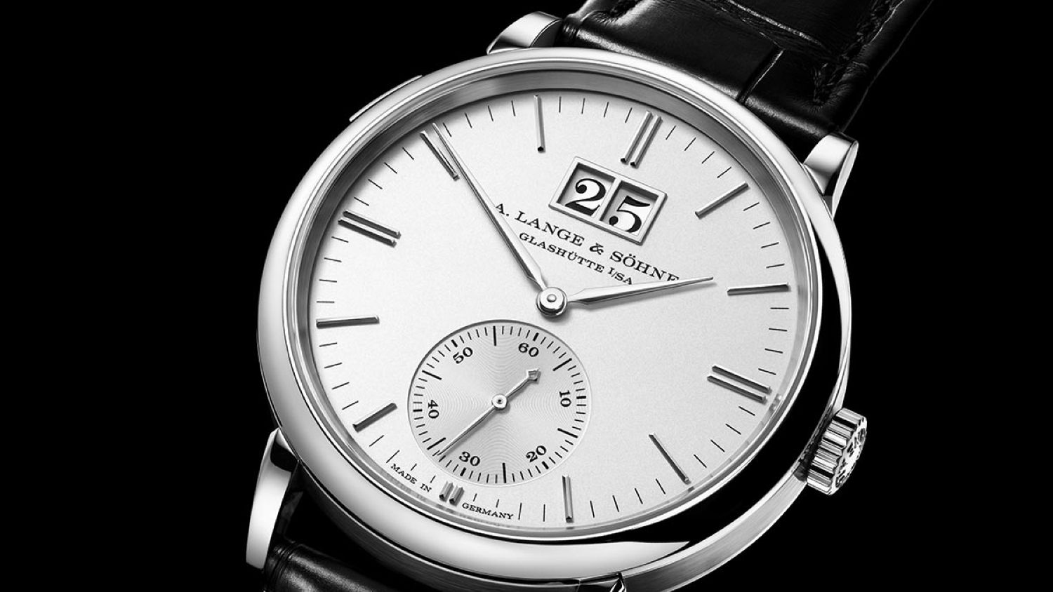 A. Lange & Söhne white gold iteration of the Saxonia with an outsize date window