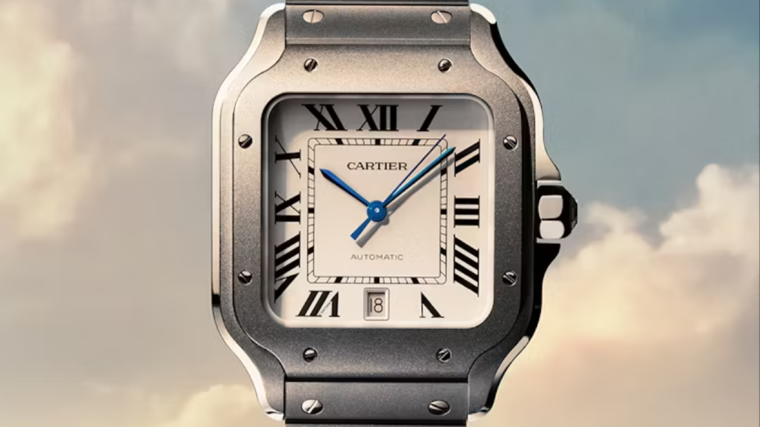 Two new Santos de Cartier Large Models, highlighted with a titanium reference