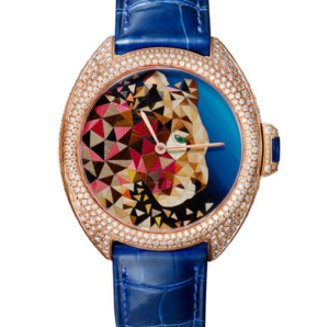 Straw marquetry may be a centuries-old craft, but it is often utilised in a modern way as this Cartier Clé de Cartier with panther motif in straw marquetry shows